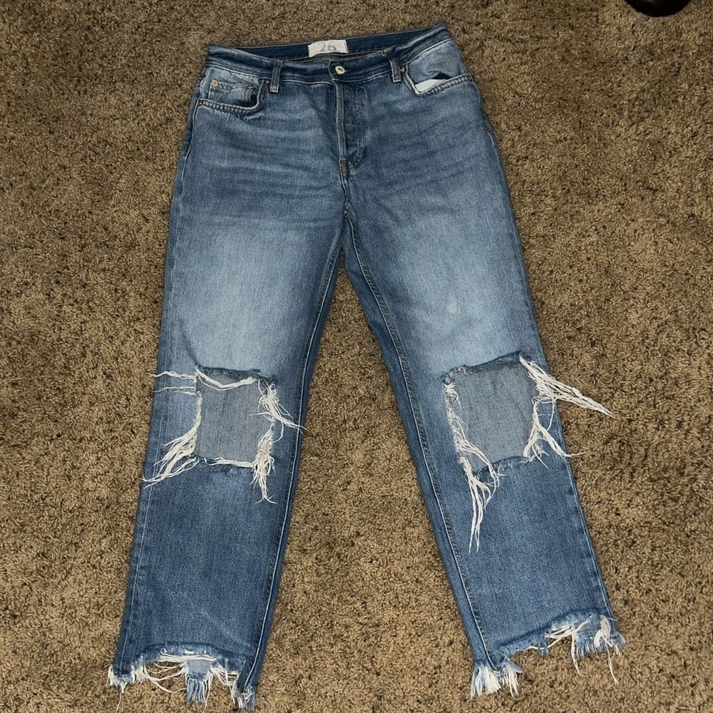 We The Free Blue Ankle Cropped Jeans Distressed